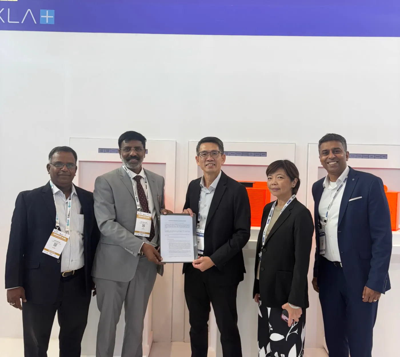 VIT Semicons and KLA leaders with the signed non-disclosure agreement at the KLA stand, SEMICON India